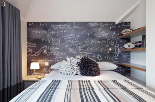 2023时尚字母卧室壁纸床头背景墙效果图