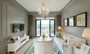 2023家庭客厅白色美式家具图片