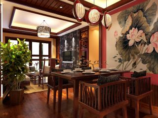 2023中式风格餐厅室内灯具装饰图