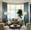 2023客厅淡蓝色窗帘设计效果图片