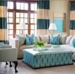 2023客厅蓝色条纹窗帘设计图片