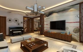 2023新中式家装客厅钢琴区装修效果图