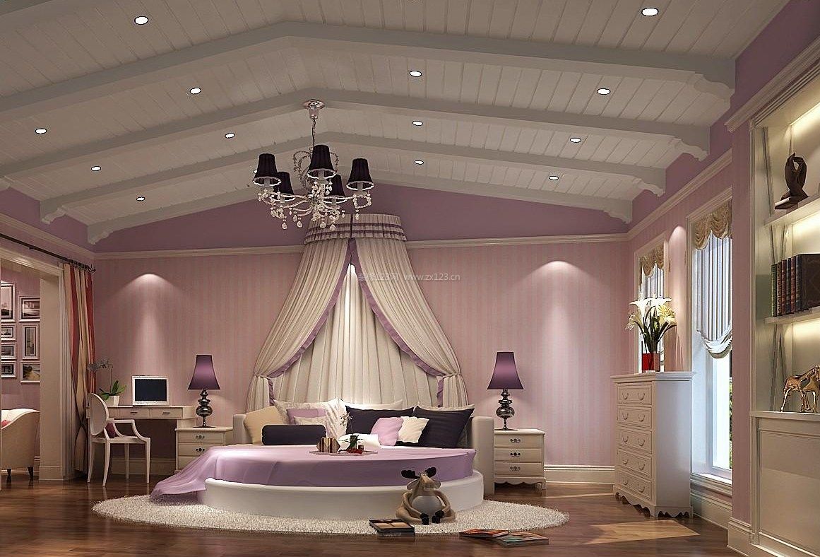 2023欧式粉色卧室吊顶设计效果图