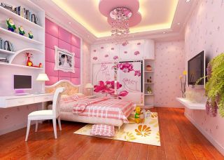 2023欧式可爱的粉色卧室吊顶效果图