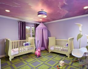 2023婴儿房紫色窗帘家装设计