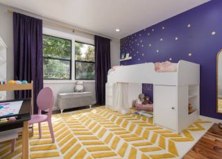 2023儿童房间紫色窗帘家装设计欣赏