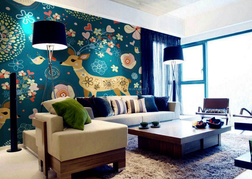 2023家居客厅沙发背景彩绘墙效果图