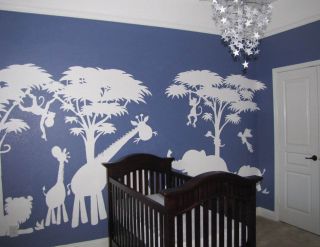 2023家居婴儿房彩绘墙效果图