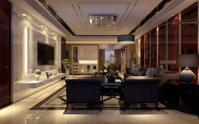2023港式现代风格客厅沙发背景墙设计效果图