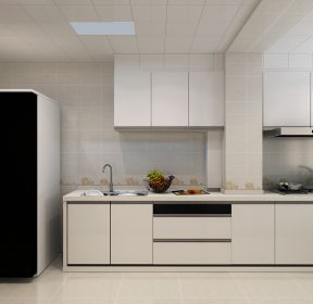 2021精简现代厨房双开门冰箱装修效果图片