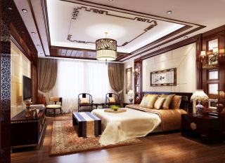 2023新中式家装卧室颜色搭配效果图欣赏