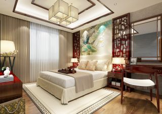 2023现代中式风格卧室颜色搭配效果图欣赏