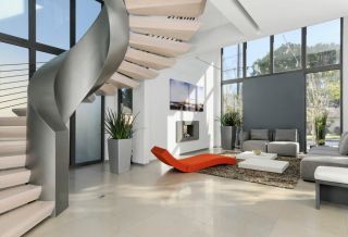 2023现代简约复式楼客厅躺椅设计图片
