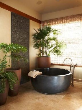 2023中式禅意浴室简约圆形浴缸图片