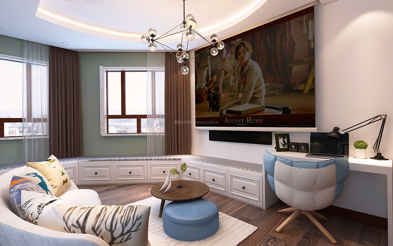 家庭休闲区投影电视墙装修效果图片