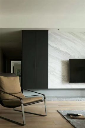 现代北欧风格装修效果图片 客厅石材电视背景墙效果图