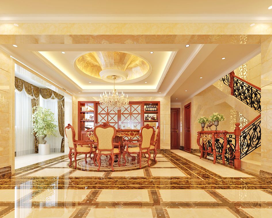 欧式别墅餐厅吊顶装饰装修效果图