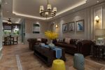 2023美式风格客厅皮沙发配美式茶几效果图片