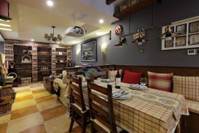 2023美式地中海风格家庭卡座餐厅装修效果图片