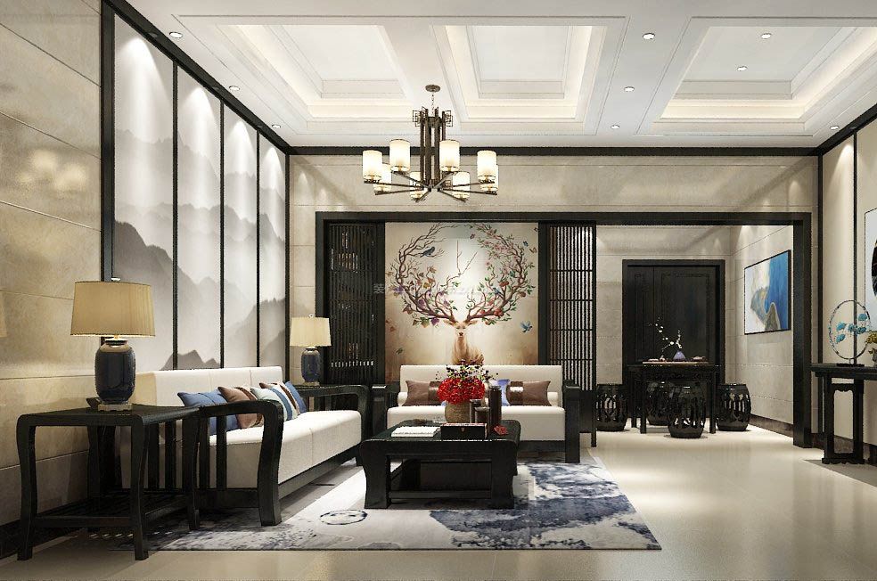2023中式大户型独栋别墅客厅吊灯设计