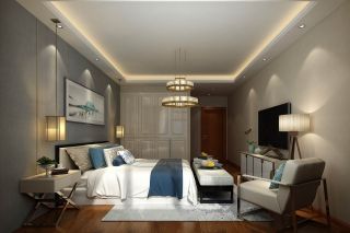2023别墅中式卧室双层吊灯设计