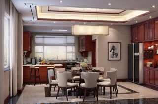 2023别墅中式厨房餐厅吊灯设计图片