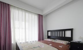 2023现代北欧卧室紫色窗帘装修效果图片