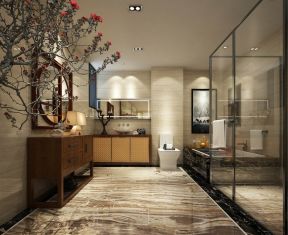 2023简约中式家装风格玻璃浴室效果图片