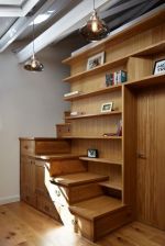 2023木制室内阁楼楼梯书柜设计效果图