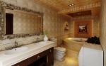 美式别墅卫生间台阶浴缸装修效果图片
