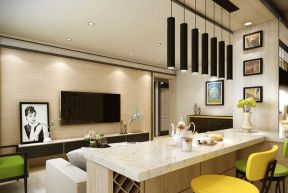 2023现代两室两厅客厅悬空电视柜设计效果图