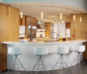 2023现代一体式厨房吧台装修设计