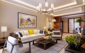 2023新中式客厅组合沙发摆放装修效果图片