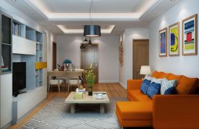 2023客厅橙色沙发靠垫搭配图片
