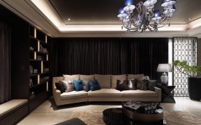 2023现代大户型客厅沙发靠垫搭配效果