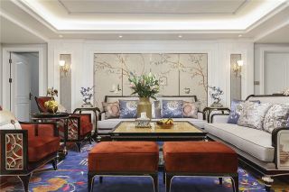 2023新中式客厅地毯装修搭配效果图片