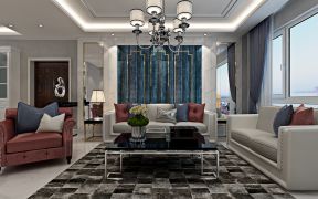 现代混搭风格 2020客厅地毯搭配效果图片