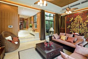 2023东南亚别墅客厅藤椅设计图片