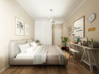 二室一厅新房卧室浅色木地板布置效果图