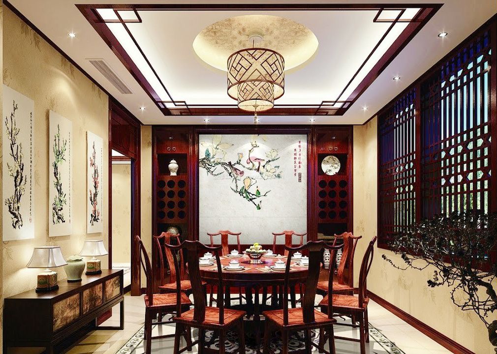 中式饭厅吊顶设计图片欣赏
