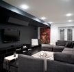 大户型家庭客厅暗色调影视墙装饰效果图片