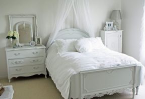 韩式风格单人卧室白色床效果图
