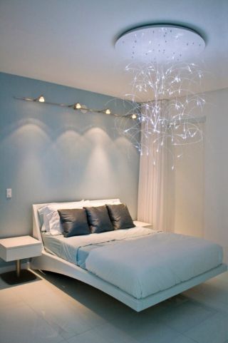 现代卧室白色床创意设计效果图