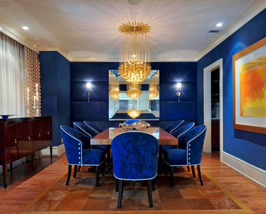 饭厅墙壁深蓝色装饰效果图大全