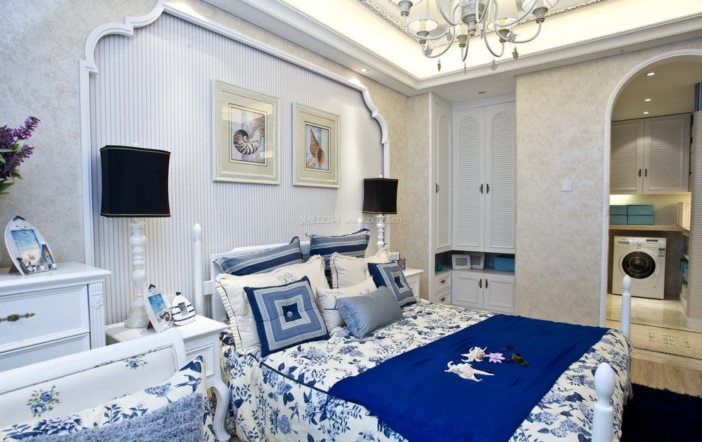 地中海式风格卧室床头造型装饰图片