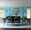 2023家庭饭厅墙壁蓝色装饰图