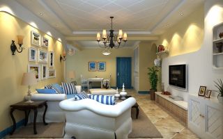 地中海式风格家庭室内客餐厅装饰效果图片
