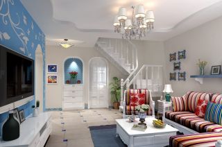 地中海式风格小复式客厅家具装饰图片