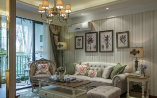 地中海式风格客厅壁纸装饰图片