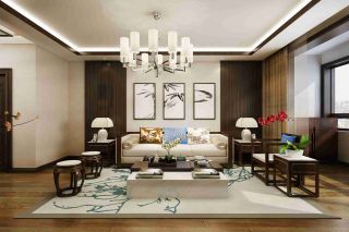 2023新中式客厅地毯搭配装修效果图片大全